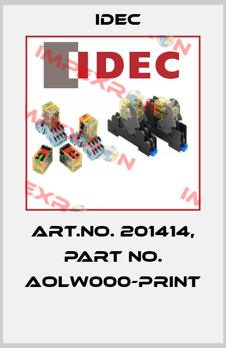 Art.No. 201414, Part No. AOLW000-PRINT  Idec