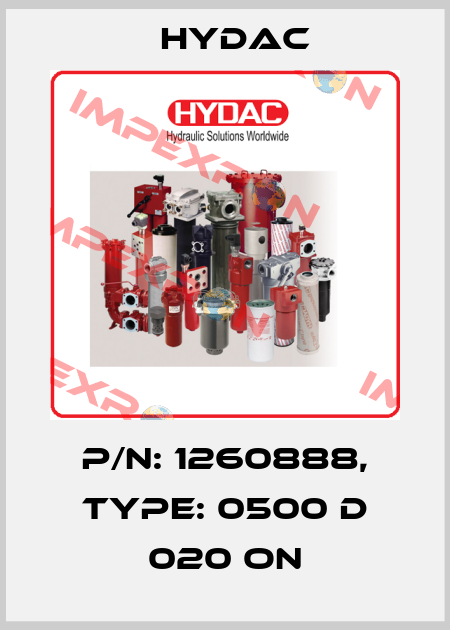 P/N: 1260888, Type: 0500 D 020 ON Hydac