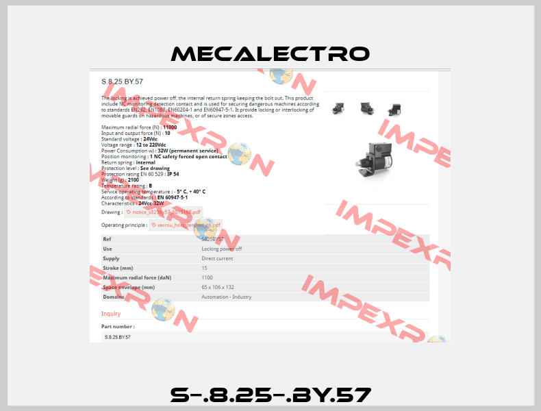S−.8.25−.BY.57 Mecalectro