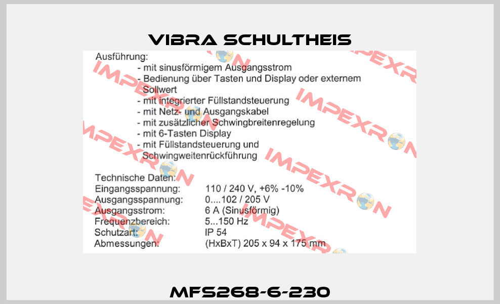 MFS268-6-230 Vibra Schultheis