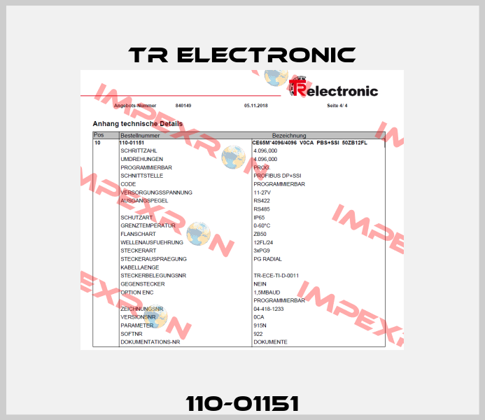 110-01151 TR Electronic