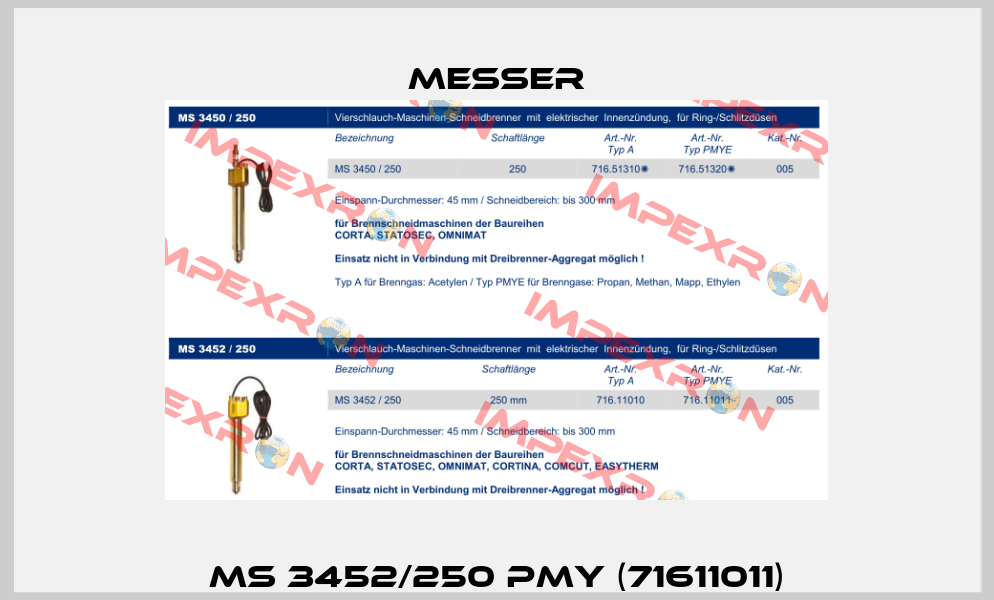 MS 3452/250 PMY (71611011) Messer